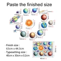 Detailed size guide for solar system window film stickers with rainbow prism effect - Solar System Planets