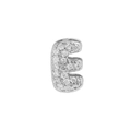 Mini bubble style white gold plated letter E pendant with clear zircon inlay for DIY bracelet - Letter E / Silver