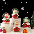 Luminous Santa Claus crystal balls with cartoon pigs on red house-shaped resin bases - 2447# (lights + Snowflakes) / 45# (cardboard Box Packaging)