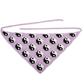 Purple knit triangle hair scarf with black and white yin-yang patterns and tie straps - Purple Tai Chi