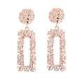 Hammered texture rose gold drop earrings with irregular rectangular artistic design - Hollow Geometric Earrings / Rose Gold Square
