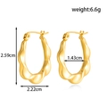 Minimalist wave-shaped gold titanium earrings with dimensions and 6.6g weight - Wave Round Hoop (ER-1695) / Gold