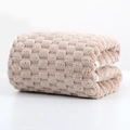 Folded light brown towel with soft popcorn texture and thickened coral fleece fabric - 70x140cm Bath Towel / Brown