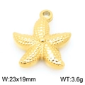 Golden stainless steel starfish pendant charm for jewelry making, size 23x19mm - Gold Sea Star (KLJ9945-Z)