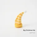 Mini knitted Christmas hat in yellow and white stripes with plush ball, 6cmx11cm size - Yellow and White Striped Christmas Hat