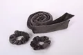 Dark grey velvet heatless hair curler set with matching scrunchies for wave styling - Dark Grey Large Scrunchies Set