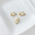 Detailed macro view of three 14k gold plated bird charms with sparkling clear crystals - 4# Bird