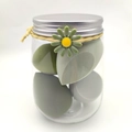 Set spugnette trucco verdi e grigie in barattolo con decorazione margherita - Serie Verde 4 Pezzi