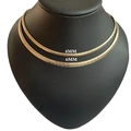 Two-tone gold and silver wave-textured Omega flat chain necklaces in 4MM and 6MM widths - 4mm / Two-tone Gold Silver