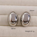 Orecchini a perno ovali minimalisti in acciaio inossidabile argento, 26mm x 18mm - Stile Ovale Acciaio (1104)