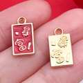 Chinese New Year lucky charm pendants with red and gold finish for DIY jewelry - Get Rich (Small)