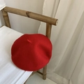 Classic bright red wool beret for women in a vintage Japanese style and autumn fashion - M(56-58cm) / Red