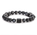 Dark Grey Stone With Silver Spacers