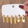 Gold Horizontal Striped C-Shape Style (E0375-2)