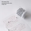 Silver bead decorative chain, 8mm beads on 10m roll for DIY jewelry and crafts - Silver Round Beaded Chain (10m)