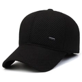 Men's winter baseball cap in black ribbed knit with metallic side accent and warm lining - Adjustable / Black Label Black