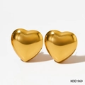 Polished hollow heart-shaped stud earrings in glossy golden finish for women - Gold (KDE1969)