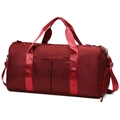 Burgundy satin yoga gym bag with shoe compartment and adjustable shoulder strap - Red