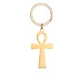 Dettaglio di un portachiavi in acciaio inossidabile dorato con simbolo egiziano Ankh - Oro (Portachiavi Ankh B)