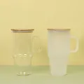 Sublimation 12oz glass mugs set with bamboo lids in clear and frosted finishes - 32OZ Clear / Frosted Note
