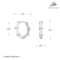 Detail view of S925 sterling silver bamboo style earrings with size and weight specs - 925 Silver / White