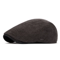 Béret en velours côtelé marron café pour hommes et femmes avec détail de logo en métal - Réglable / vert olive
