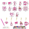 DIY Valentinstag Diamant-Schlüsselanhänger Set mit rosa Gnomen und Herz-Designs für Kinder - Valentin Kreative Symbole Schlüsselanhänger (12er Set)