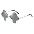 Lunettes de soleil sans monture en forme de champignon, verres gris et monture dorée - Gris Or