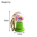 Mini candy machine keychain with pastel base and colorful beads, 4.8cm height detail - Green