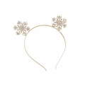 Golden Christmas headband with delicate snowflake charms and sparkling rhinestones - Snowflake Style / Gold