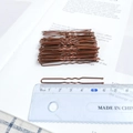 Épingles à cheveux en U marron de 6 cm avec mesure sur règle et fond de livre - Épingle en U régulière / 6cm (50 Pièces/Paquet) / Marron
