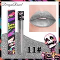 Matte silver-grey liquid lipstick shade 11 with skull print packaging for Halloween makeup - Silver (11#)