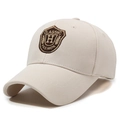 Casquette de baseball beige avec broderie écusson H marron et tissu texturé chic - Réglable / Beige Clair