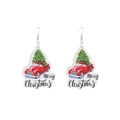 Festive Christmas earrings featuring red truck and tree design on white background - Christmas Truck