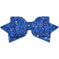 Sparkling blue glitter bow straw accessory for tumblers with a shiny sequin finish - Sapphire Blue