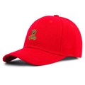 Gorra de béisbol de algodón rojo con bordado de oso detallado para un look casual y moderno - Talla única / Rojo