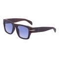 Polarized sunglasses with dark brown wood-grain frame and gradient purple lenses - Tortoise Tea Wood