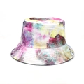Cappello da pescatore tie-dye colorato reversibile in tela con tesa rinforzata e cuciture - M (56-58cm) / Stile Tie-Dye Giallo Rosso Blu (1#)