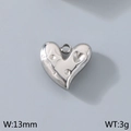Polished silver stainless steel 13mm heart pendant for DIY jewelry making - Style 2 Dotted (KLJ9182-Z) / Silver