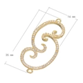 Gold-plated S-shaped swirl connector with pavé zircon stones, 35mm x 16mm size - Gold S-Type Spiral Micro-Pave (L0049-A)