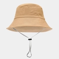 Cappello a secchiello classico kaki in tela con cordino antivento e tesa larga - M(56-58cm) / Cachi