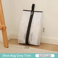 Portable gray mesh travel shoe storage bag for sneakers with handle and zipper - Shoe Bag Black Border