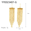 Boucles d'oreilles élégantes en acier doré 18K avec pampilles en perles en forme de V - Or (YYE023407-G)