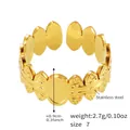 Anello aperto in acciaio inossidabile placcato oro 18 carati con design geometrico moderno - US 7 / Design a Foglia Ovale (Y024)