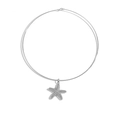 Dettaglio macro della collana girocollo con stella marina argento e zirconi micro-pave - Stella Marina Platino Con Strass
