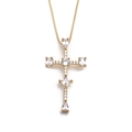 Elegante collana con croce placcata in oro per donna con pietre di zircone scintillanti - Pendente a Croce con Zirconia Completa (CN001175DL)