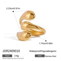 Three-layer spiral teardrop ring in polished gold stainless steel finish - Triple Layer Spiral Style (JDR2409010)