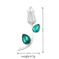 Elegant silver tulip brooch with green emerald gems and cubic zirconia stones - D9025KL Flower