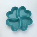 Deep green clover-shaped square plastic fruit plate with gold rim and four compartments - Aden Green-Clover Dish