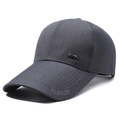 Dark gray baseball cap with long brim, Fashion embroidery and metal diamond plaque - Metal Plate Grey